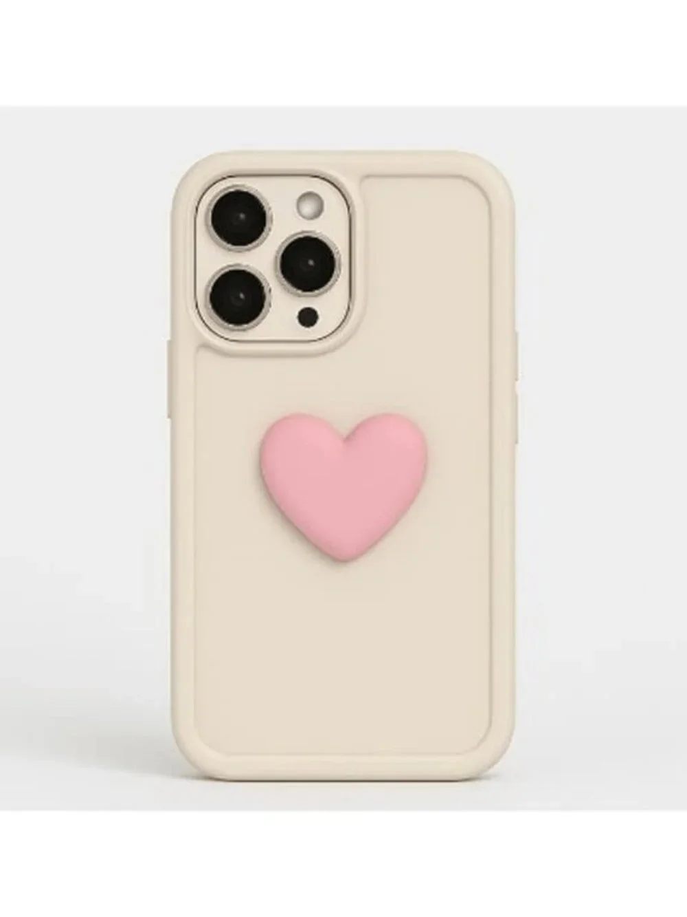 Soft 3d Heart Case for iPhone 16 plus + (white)